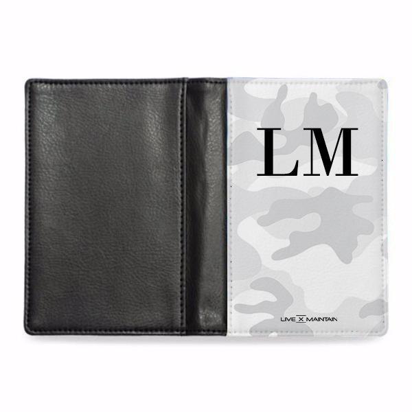 Personalised White Camouflage Initials Passport Cover