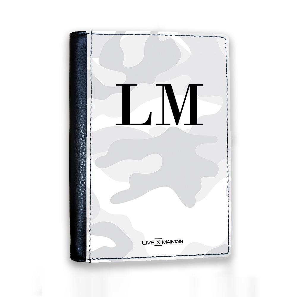 Personalised White Camouflage Initials Passport Cover