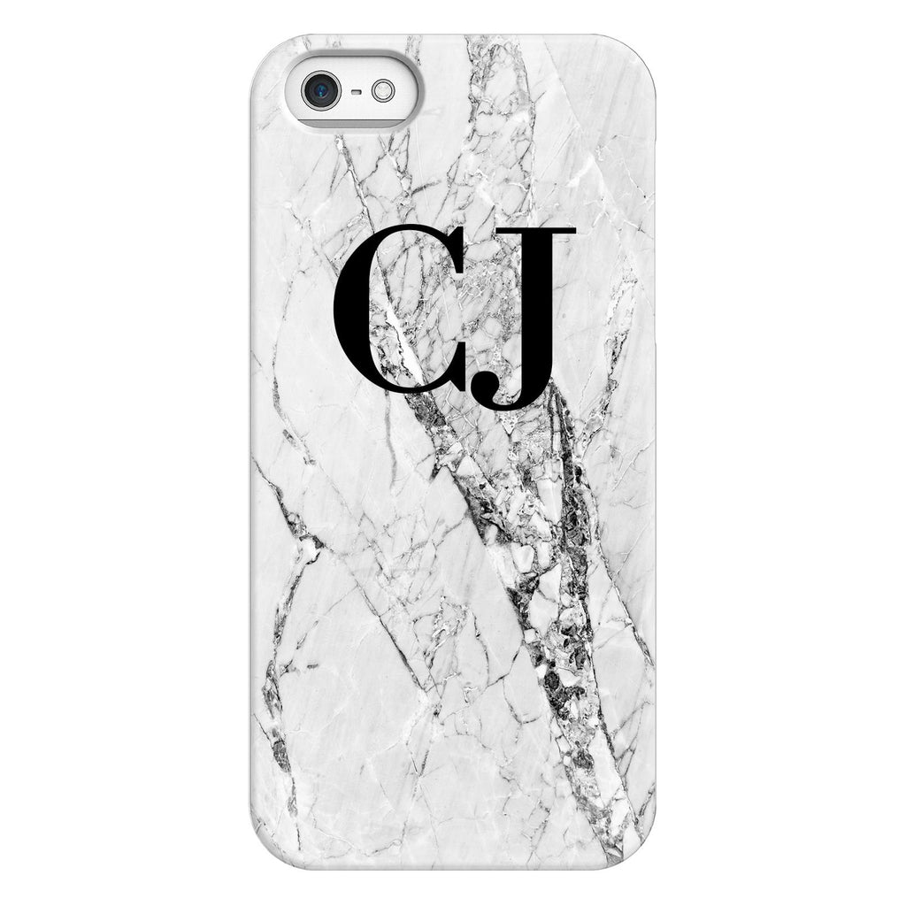 Personalised Cracked White Marble Initials iPhone 5/5s/SE (2016) Case