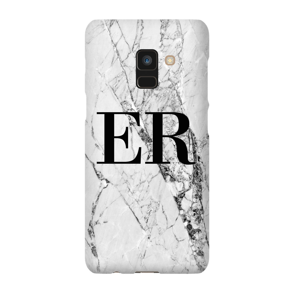 Personalised Cracked White Marble Initials Samsung Galaxy A8 Case