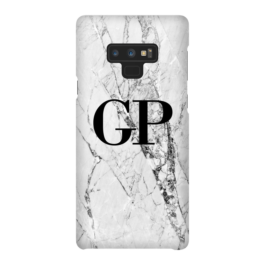 Personalised Cracked White Marble Initials Samsung Galaxy Note 9 Case