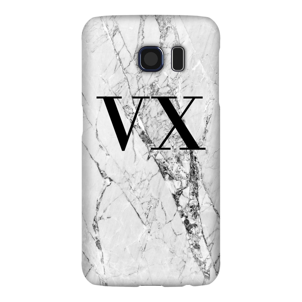 Personalised Cracked White Marble Initials Samsung Galaxy S6 Edge Case