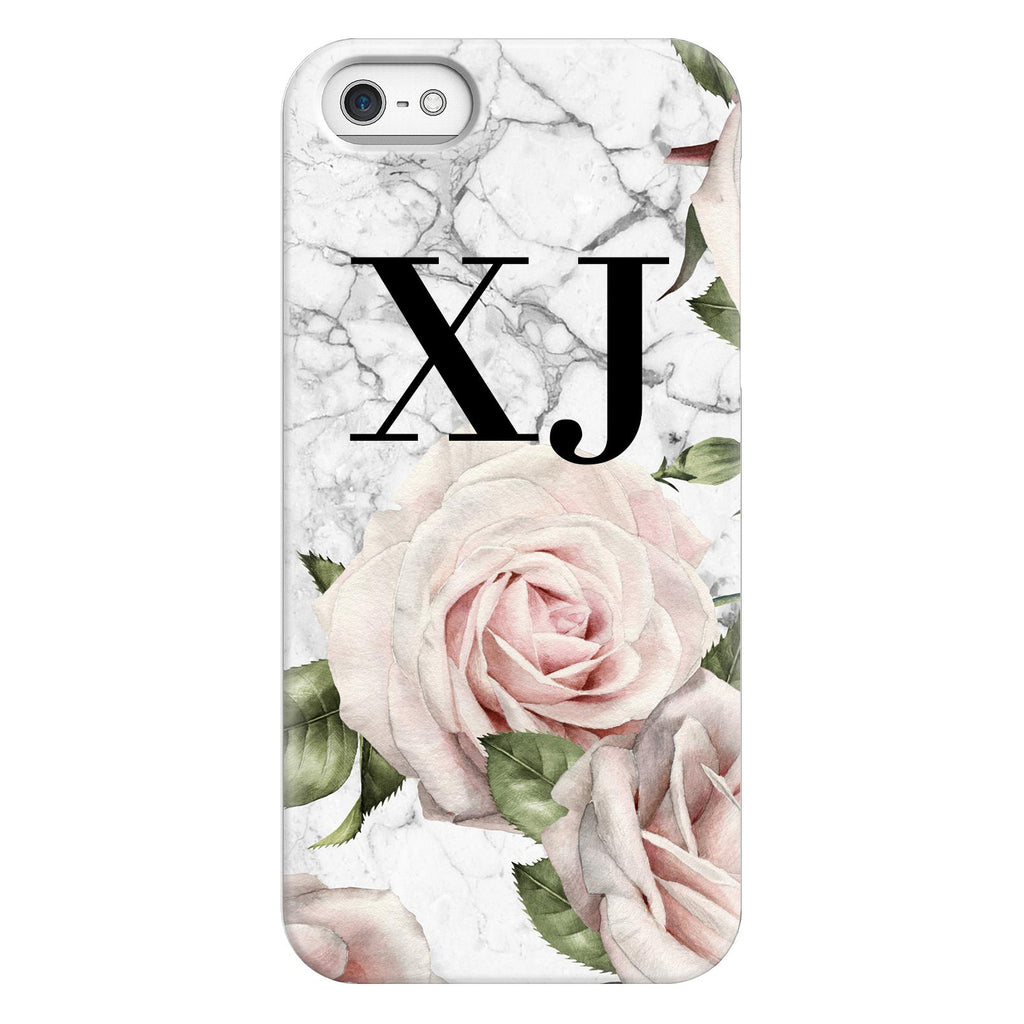 Personalised White Floral Marble Initials iPhone 5/5s/SE (2016) Case