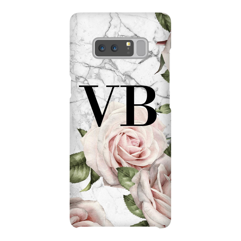 Personalised White Floral Marble Initials Samsung Galaxy Note 8 Case