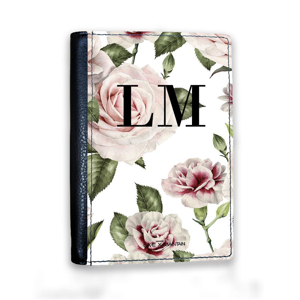 Personalised White Floral Rose Initials Passport Cover