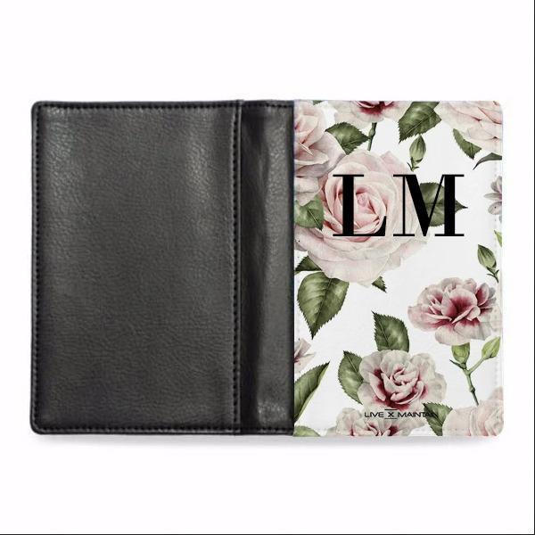 Personalised White Floral Rose Initials Passport Cover