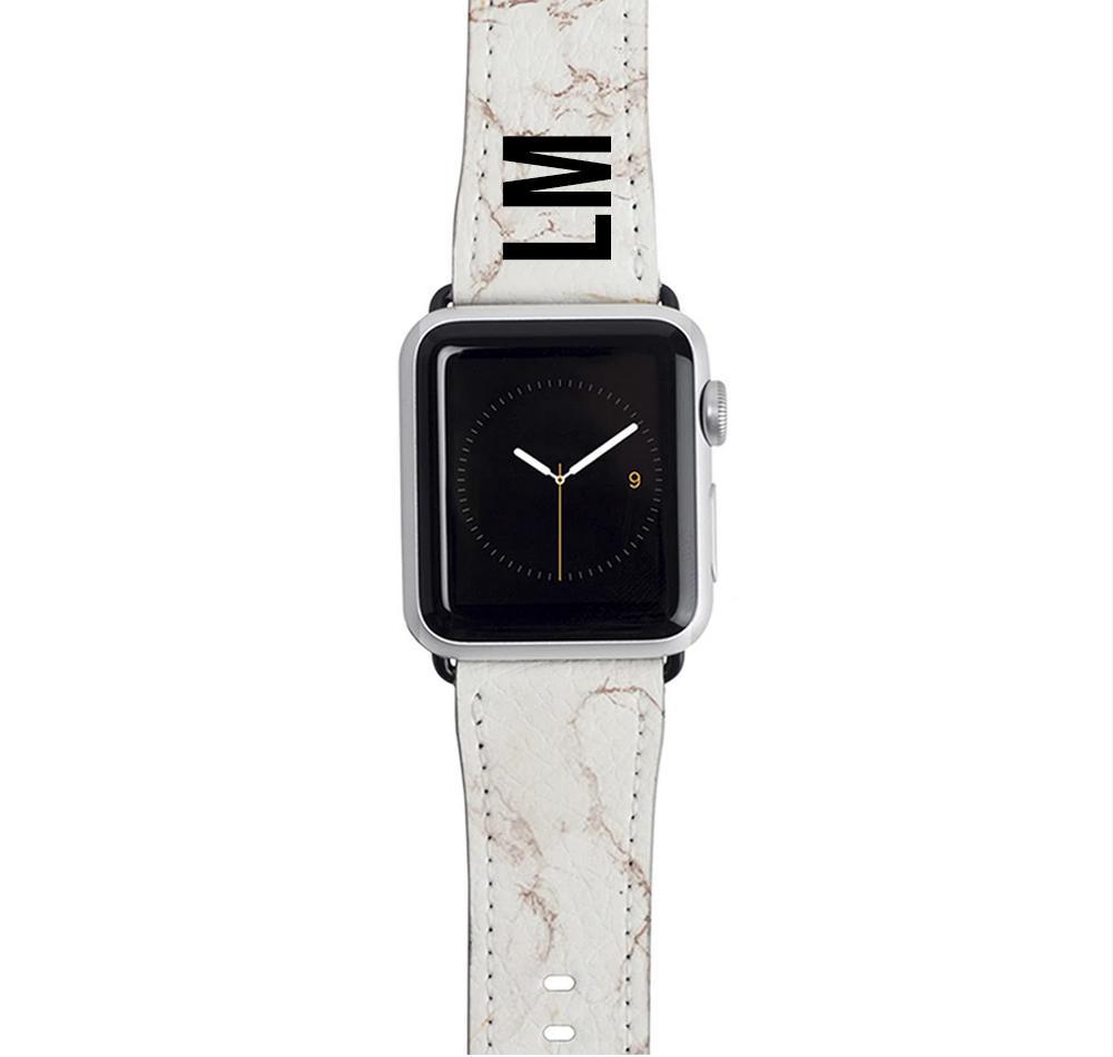 Personalised White Marble Apple Watch Strap