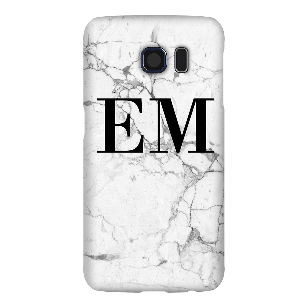 Personalised White Marble x Black Initials Samsung Galaxy S6 Case
