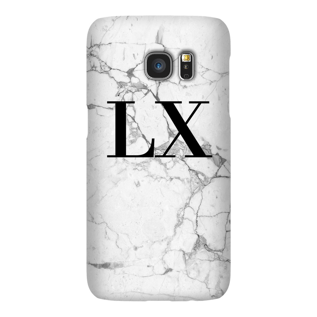 Personalised White Marble x Black Initials Samsung Galaxy S7 Edge Case