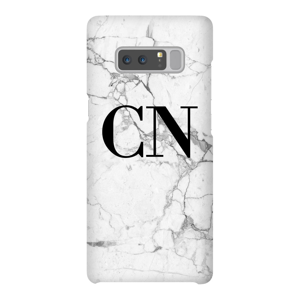 Personalised White Marble x Black Initials Samsung Galaxy Note 8 Case