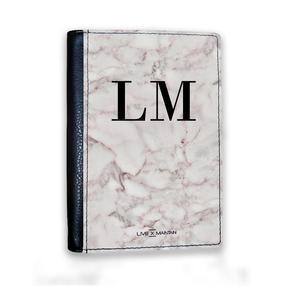 Personalised White Napoli Marble Initials Passport Cover