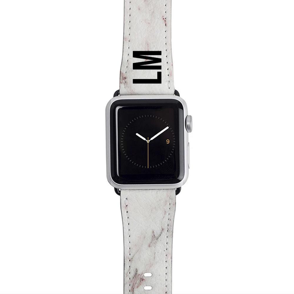Personalised White Rosa Marble Apple Watch Strap