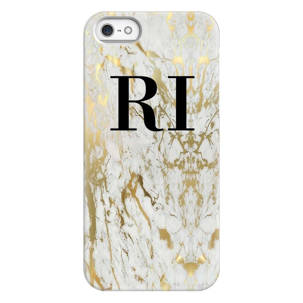 Personalised White x Gold Marble Initials iPhone 5/5s/SE (2016) Case
