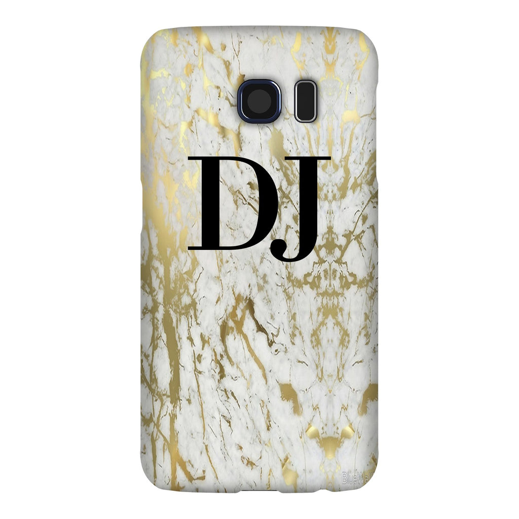 Personalised White x Gold Marble Initials Samsung Galaxy S6 Case