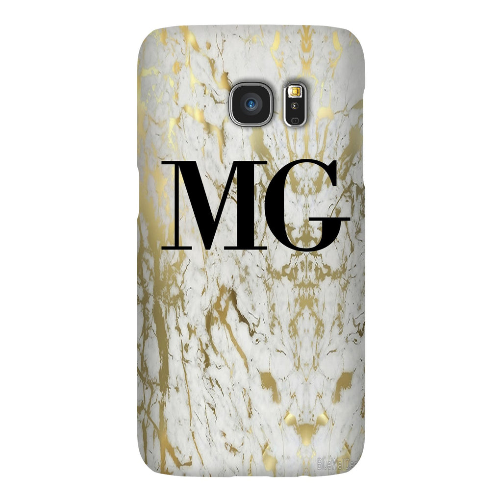 Personalised White x Gold Marble Initials Samsung Galaxy S7 Case