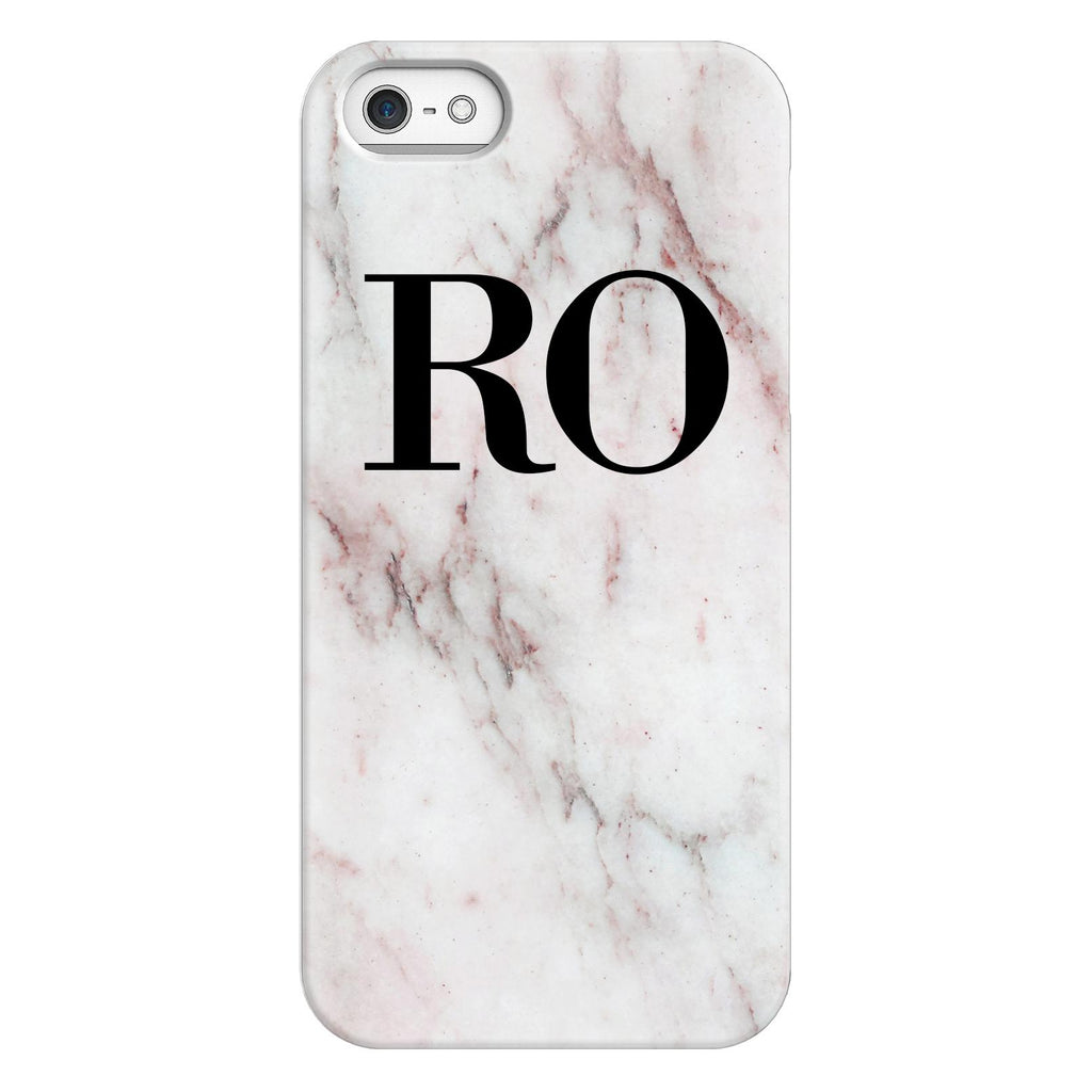 Personalised White Rosa Marble Initials iPhone 5/5s/SE (2016) Case