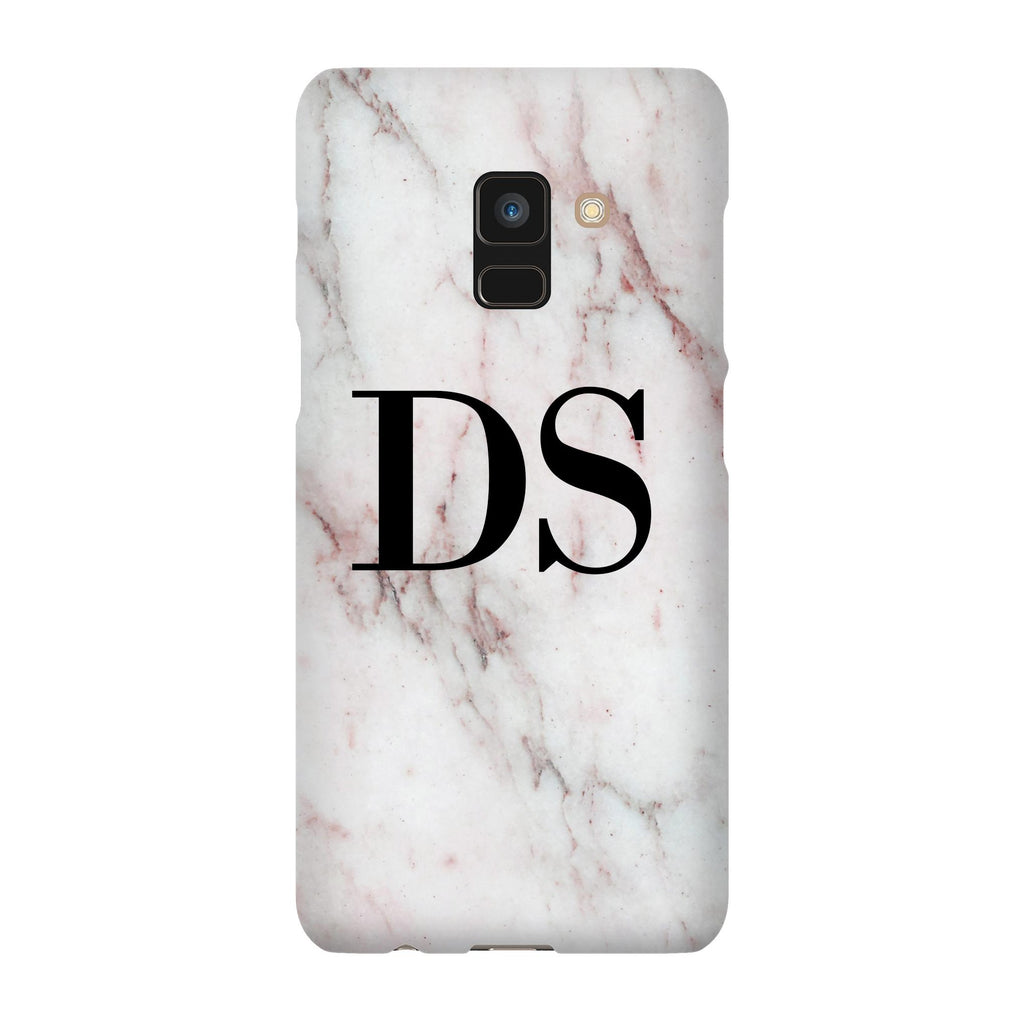 Personalised White Rosa Marble Initials Samsung Galaxy A8 Case