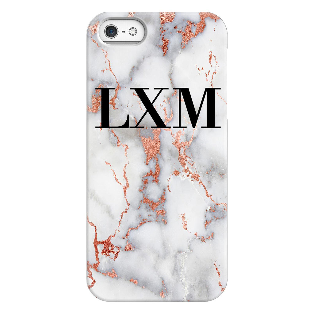 Personalised White x Rose Gold Marble Initials iPhone 5/5s/SE (2016) Case