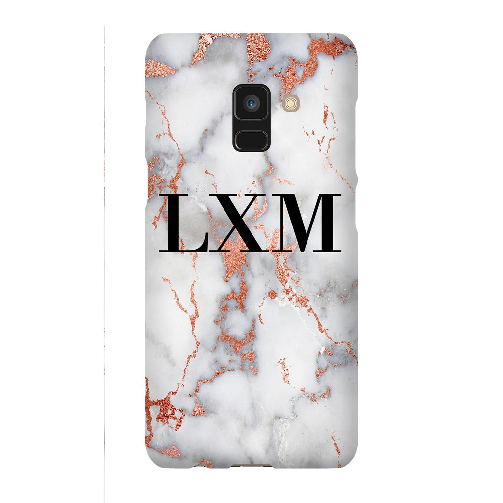Personalised White x Rose Gold Marble Initials Samsung Galaxy A8 Case