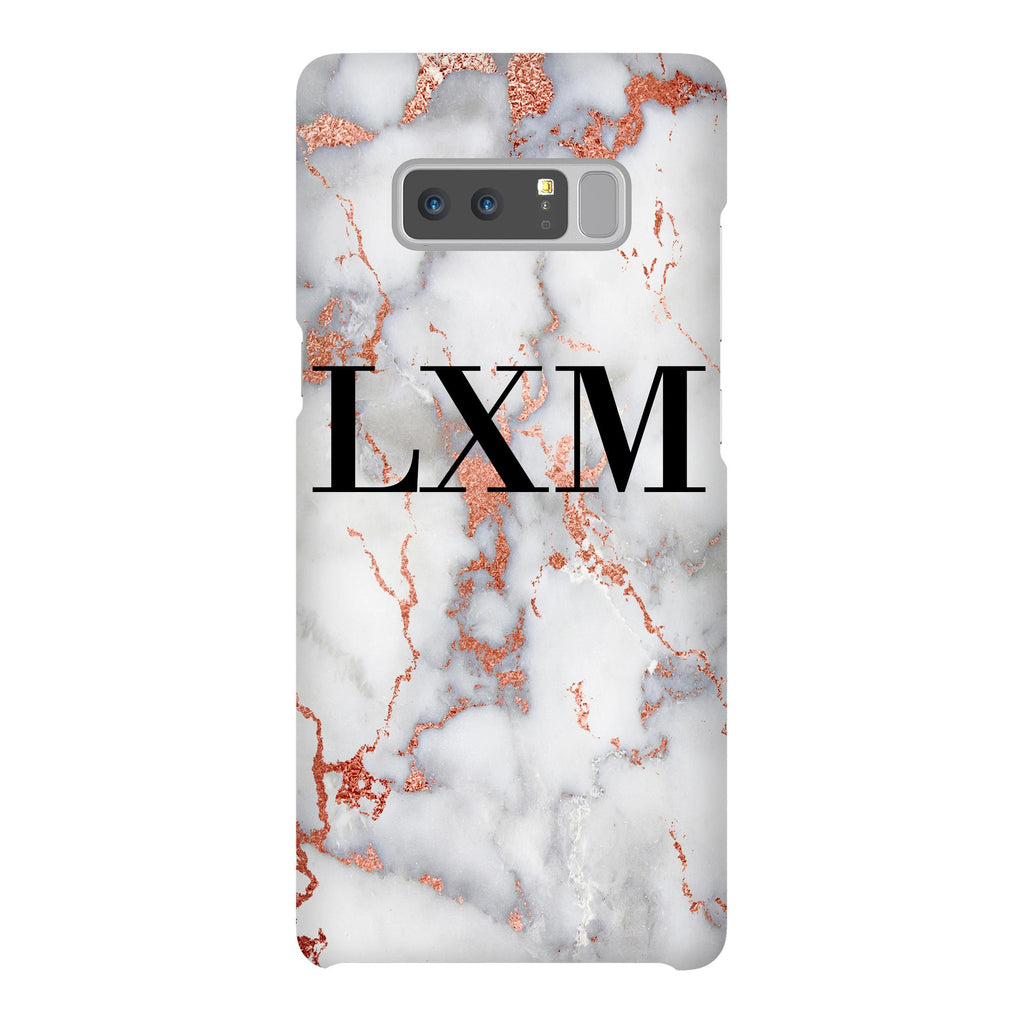 Personalised White x Rose Gold Marble Initials Samsung Galaxy Note 8 Case