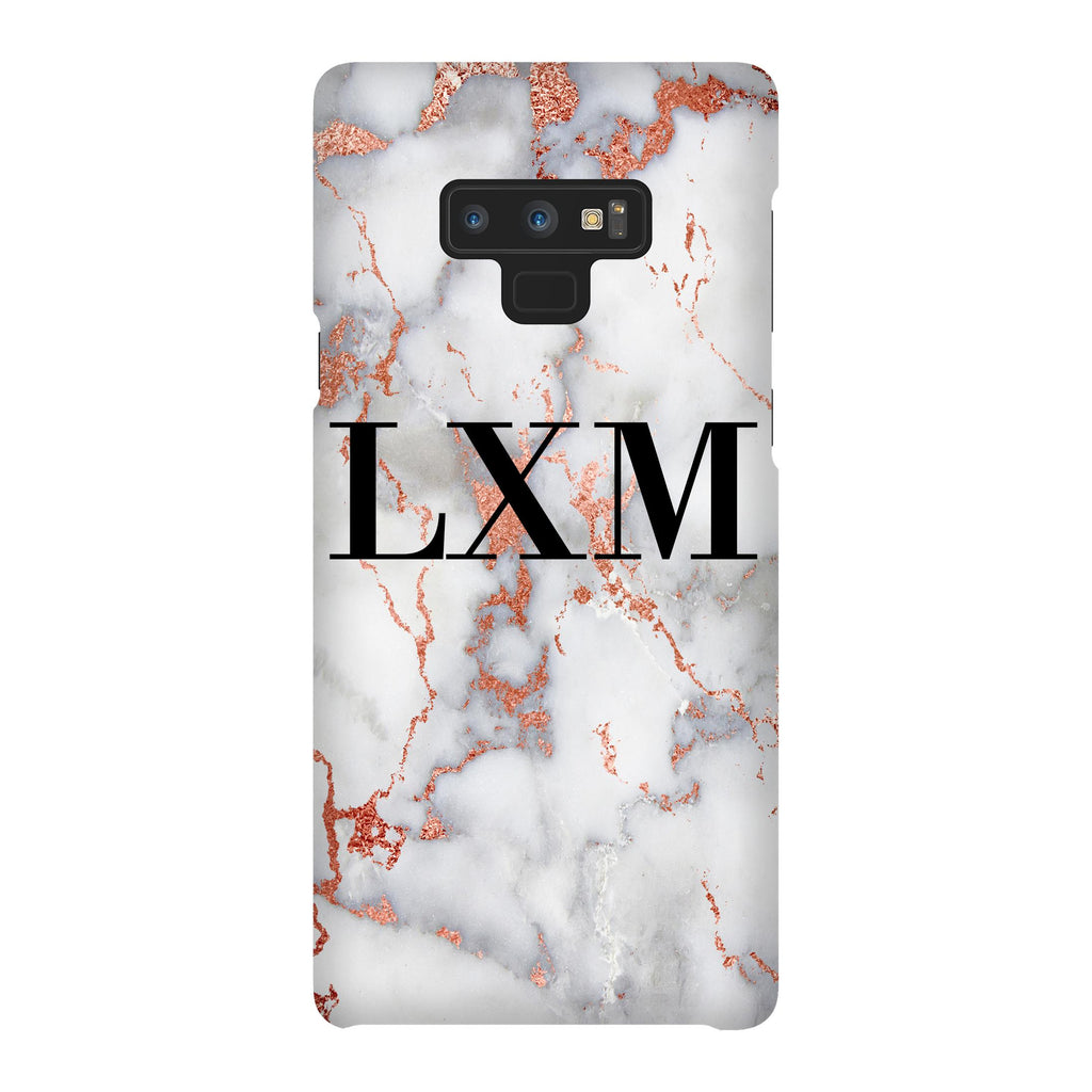 Personalised White x Rose Gold Marble Initials Samsung Galaxy Note 9 Case