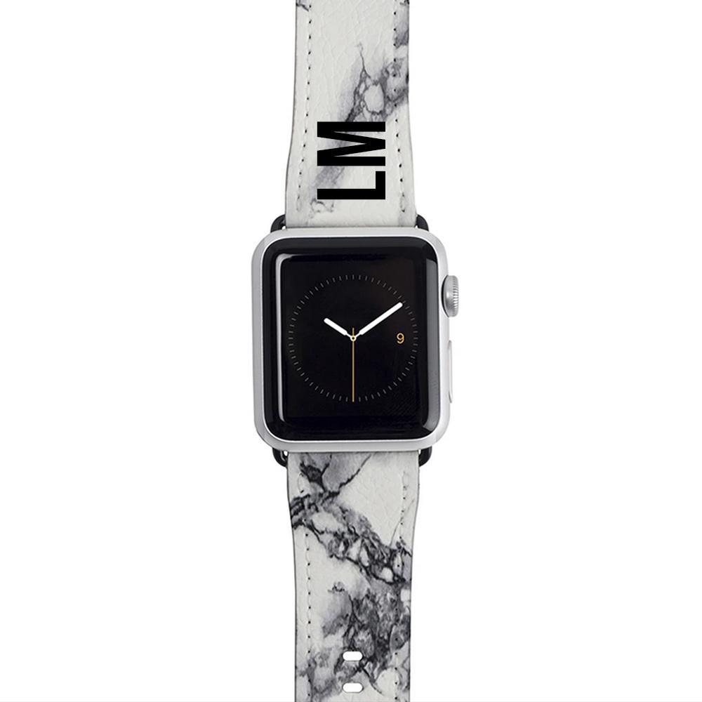 Personalised White x Black Marble Apple Watch Strap