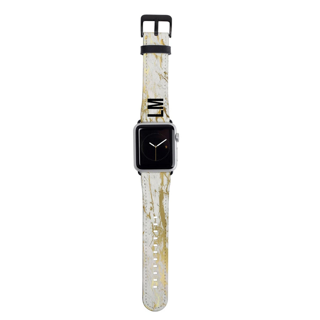 Personalised White x Gold Marble Apple Watch Strap
