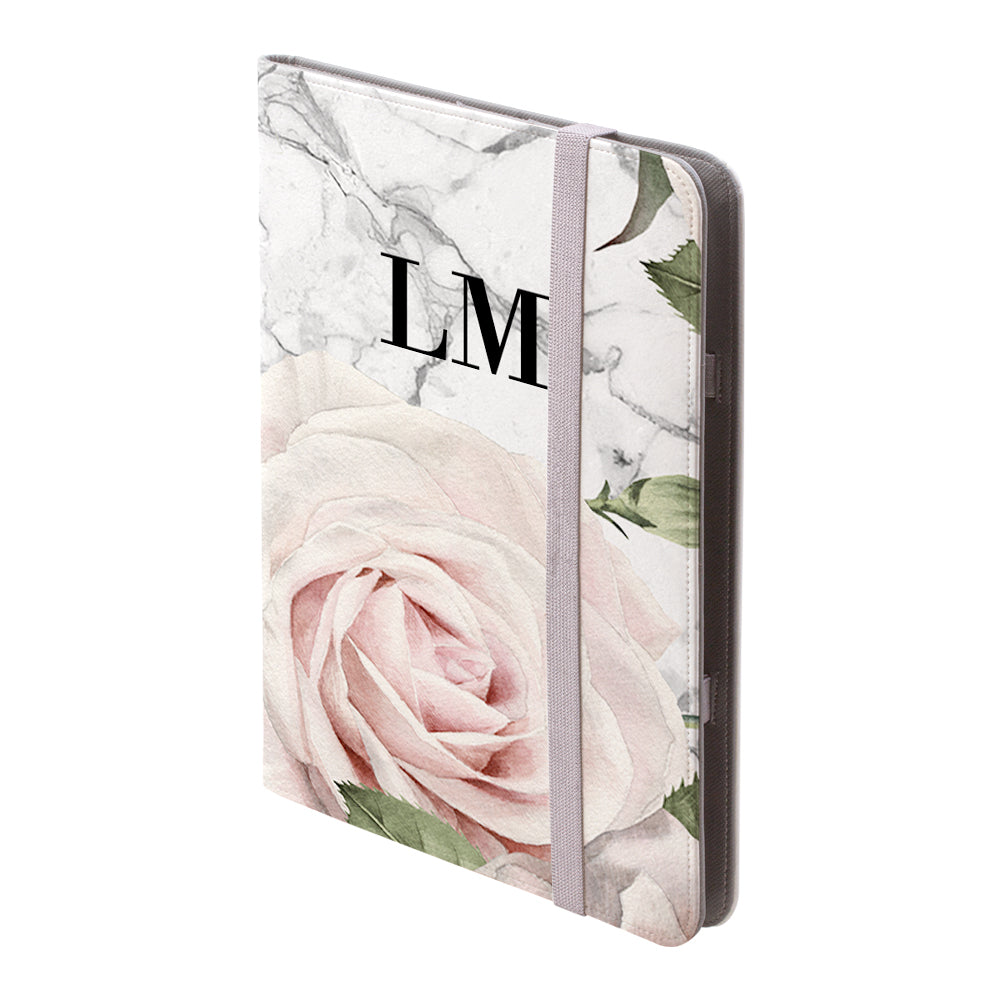Personalised White Floral Marble Initials iPad Pro Case
