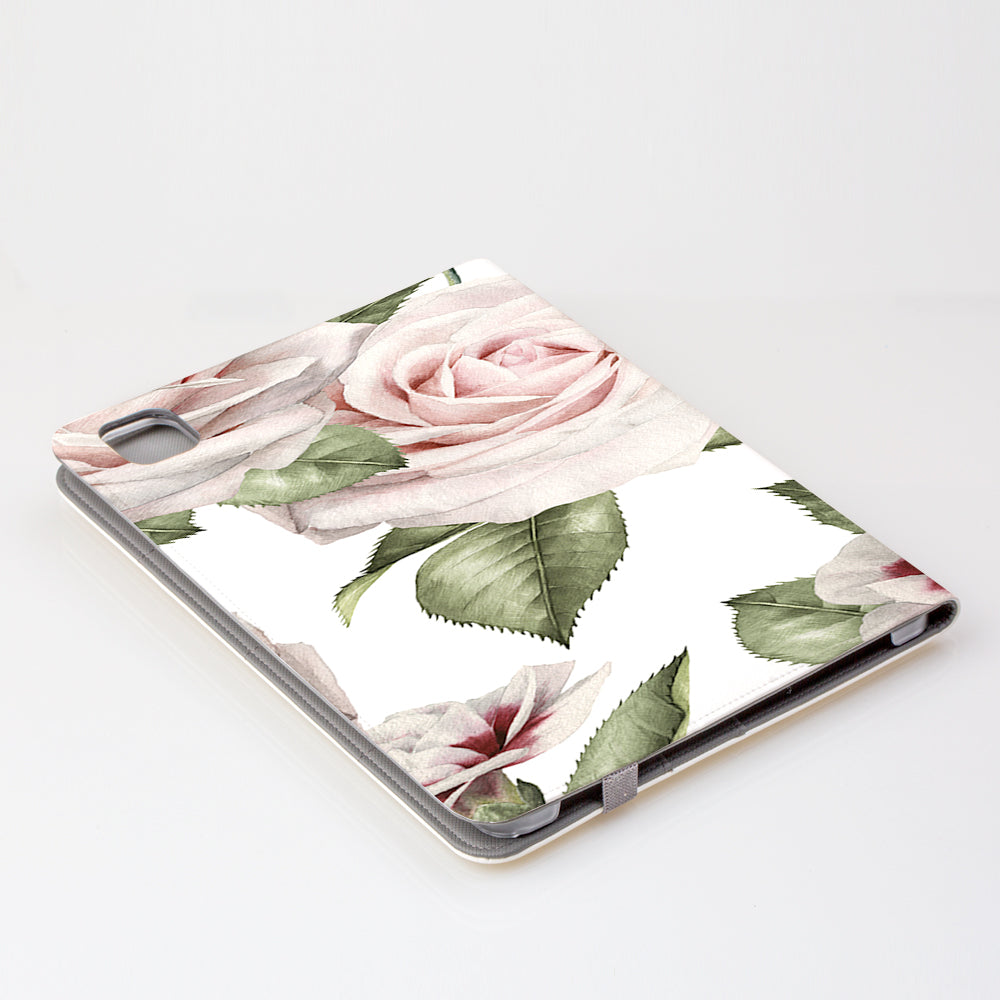 Personalised White Floral Rose Initials iPad Pro Case