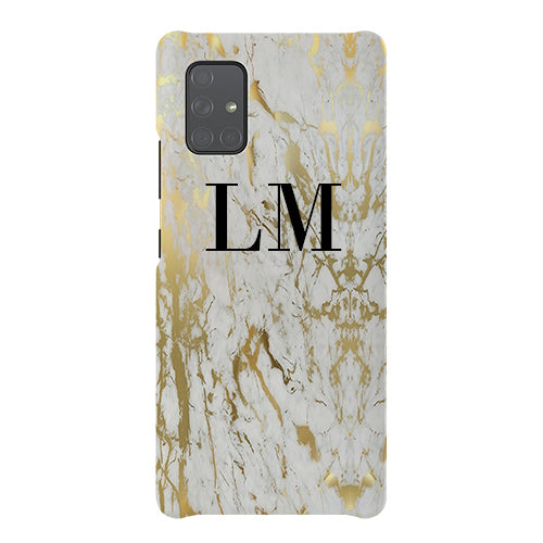 Personalised White x Gold Marble Initials Samsung Galaxy A51 Case