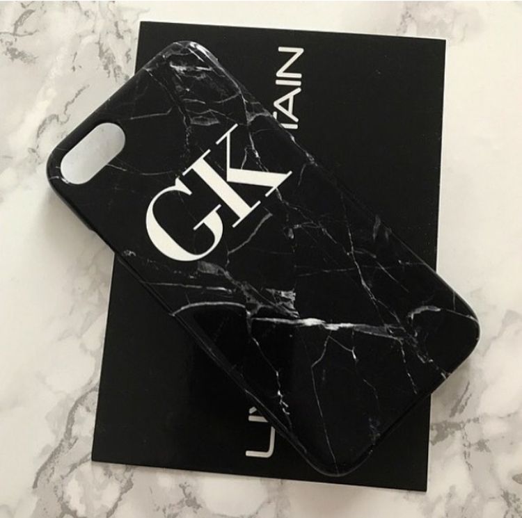 Personalised Black Marble Initials iPhone SE Case