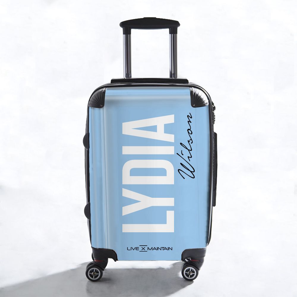 Personalised Baby Blue Side Name Suitcase