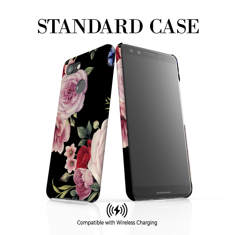 Personalised Black Floral Blossom Initials Google Pixel 3 Case