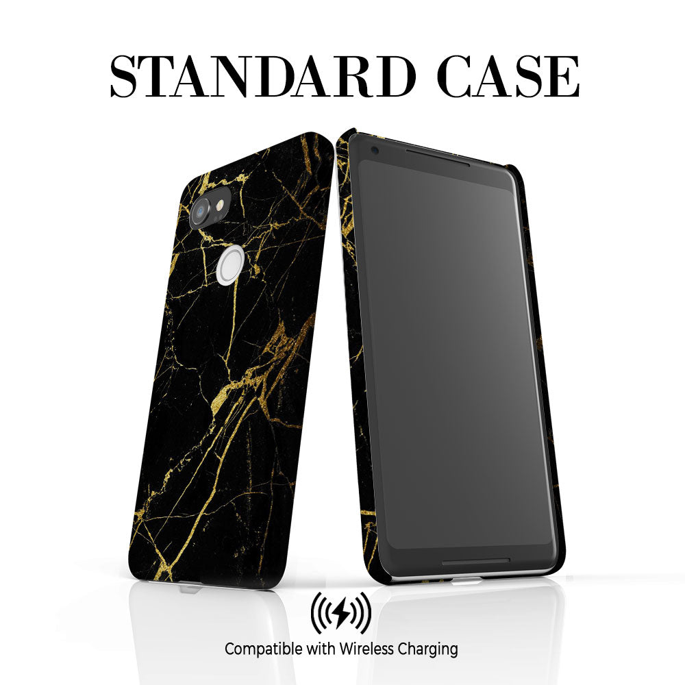 Personalised Black x Gold Marble Initials Google Pixel 2 XL Case