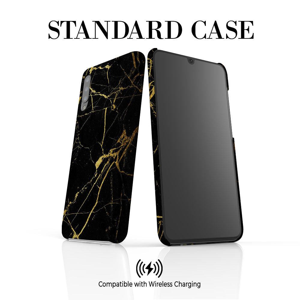 Personalised Black x Gold Marble Initials Samsung Galaxy A70 Case