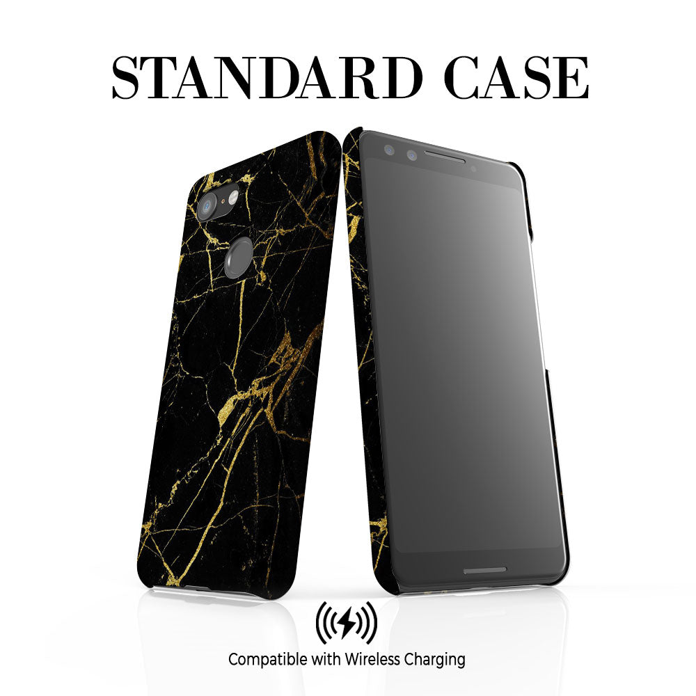 Personalised Black x Gold Marble Initials Google Pixel 3 Case