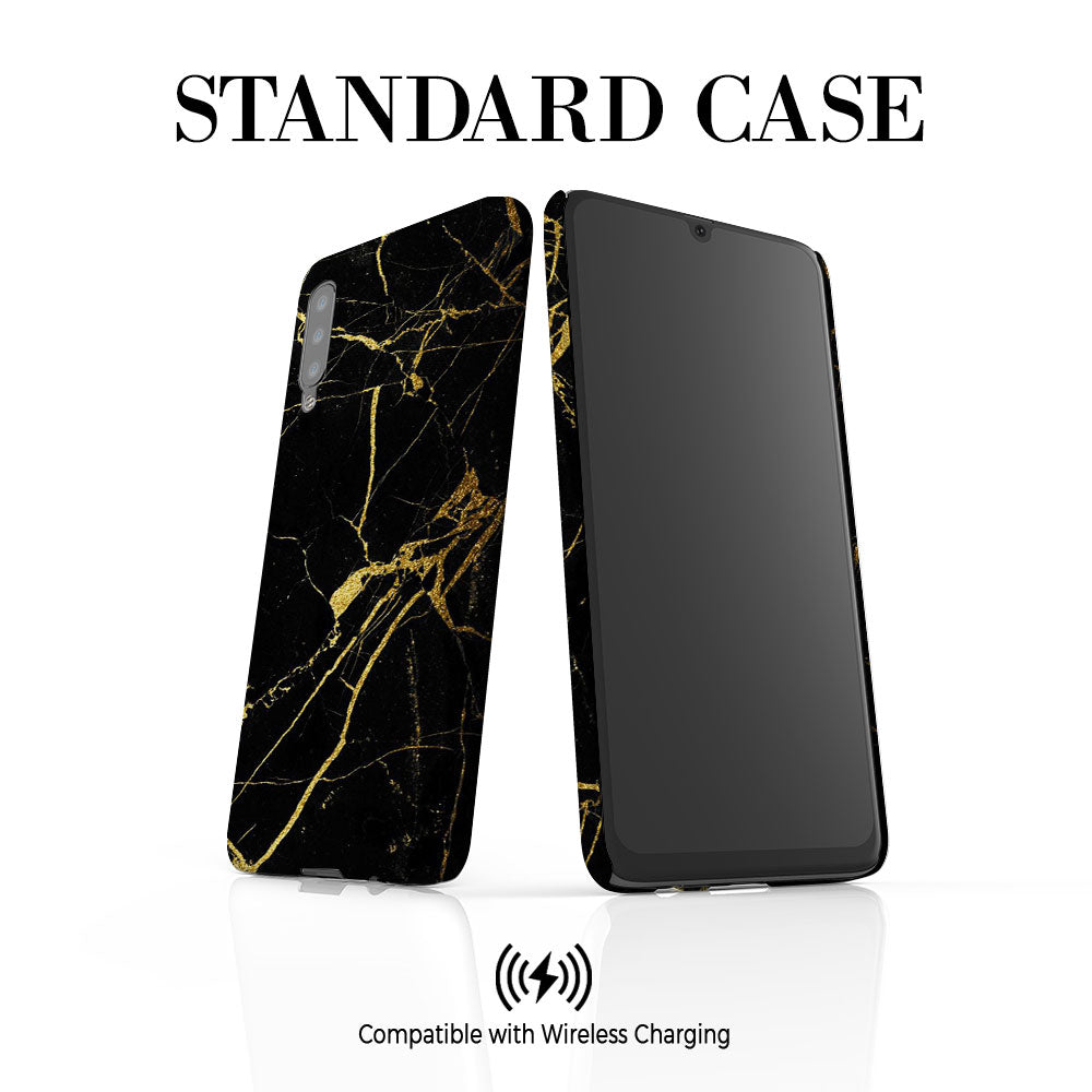 Personalised Black x Gold Marble Initials  Samsung Galaxy A50 Case