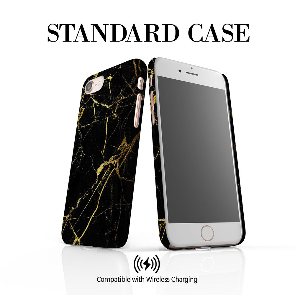 Personalised Black x Gold Marble Initials iPhone SE Case