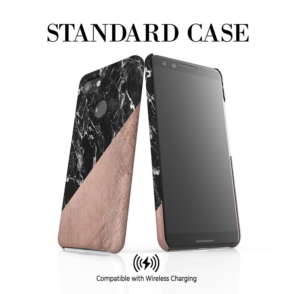 Personalised Black x Rose Gold Marble Initials Google Pixel 3 Case