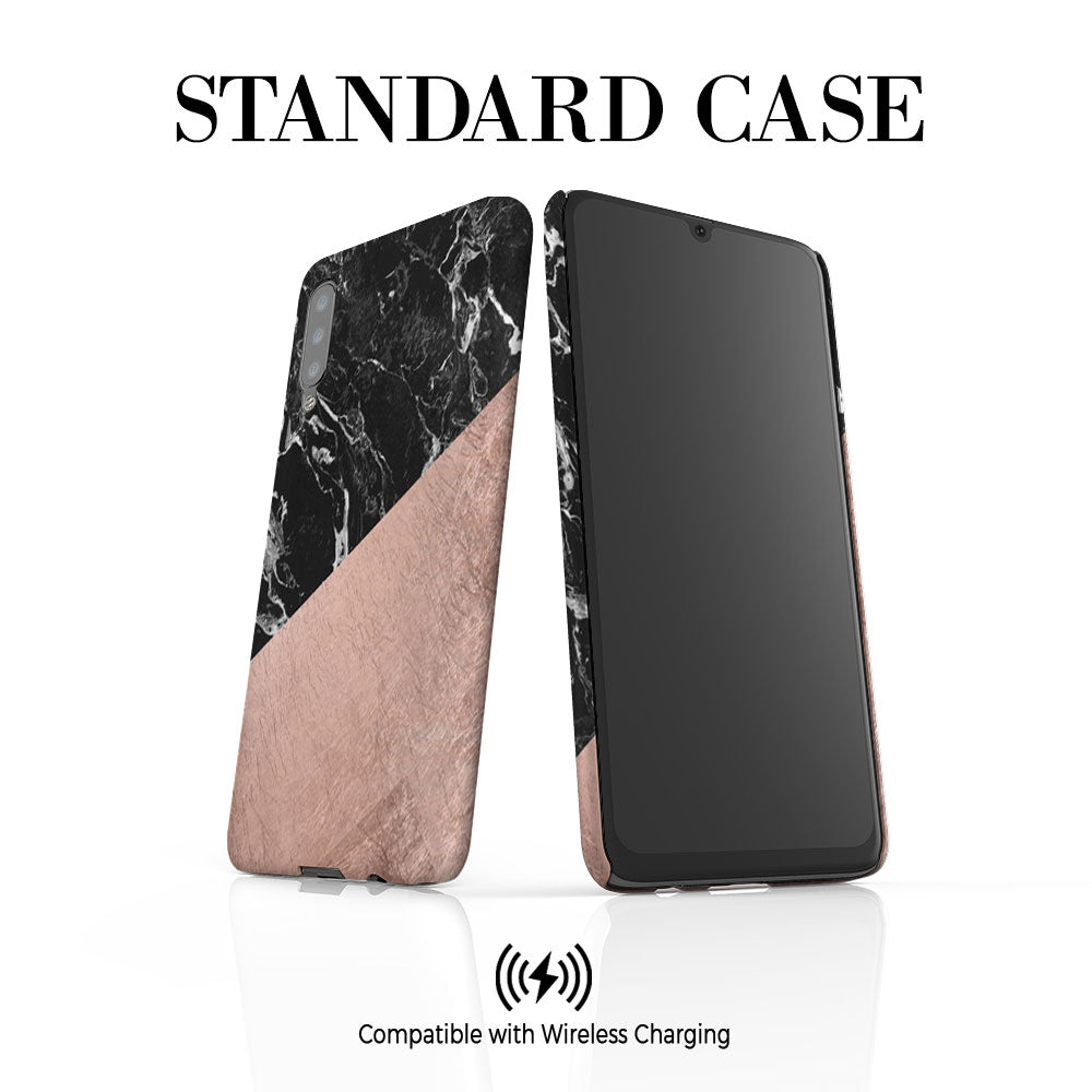 Personalised Black x Rose Gold Marble Samsung Galaxy A50 Case