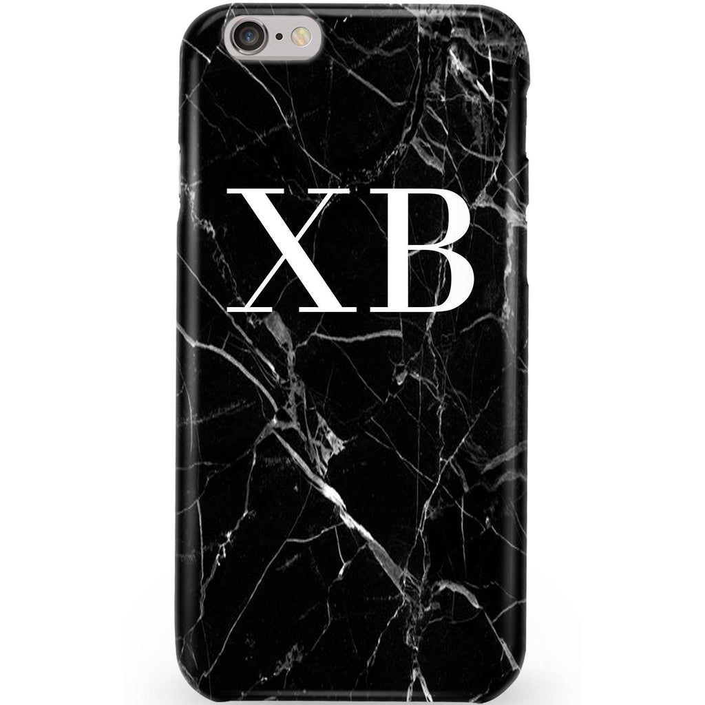 Personalised Black Marble Initials iPhone 6/6s Case