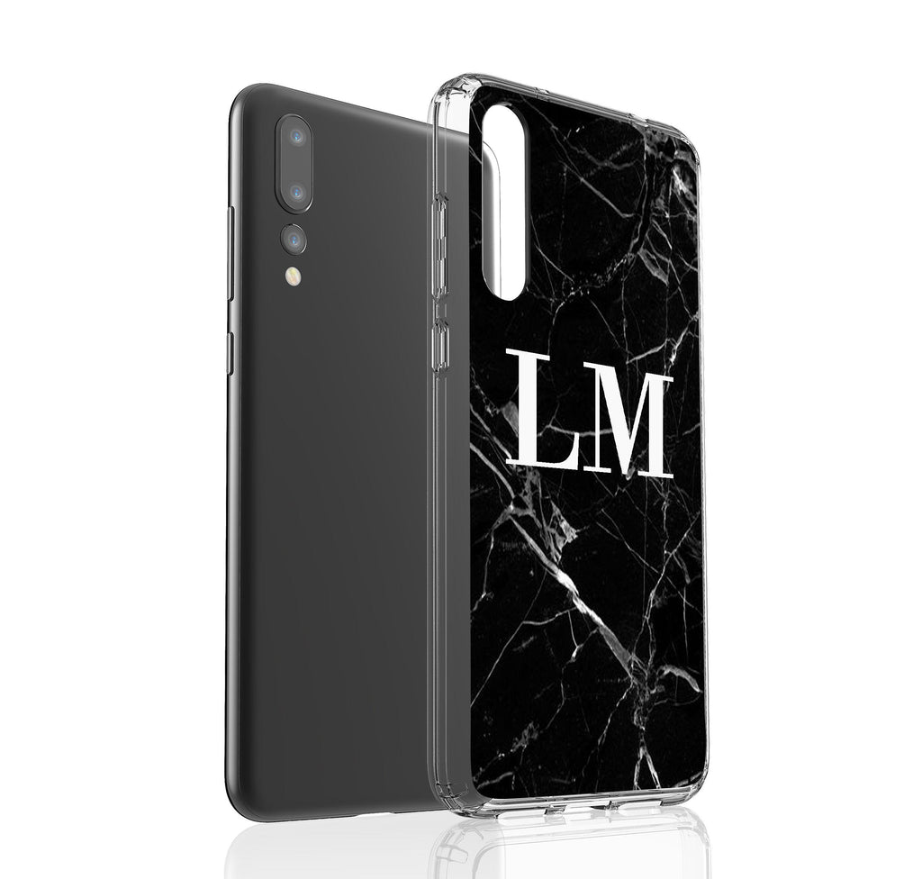Personalised Black Marble Initials Huawei P20 Pro Case