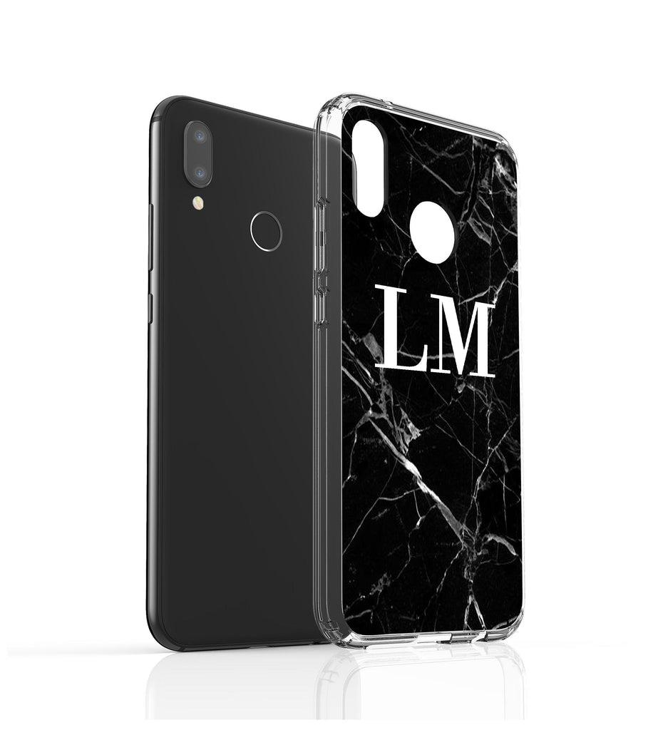 Personalised Black Marble Initials Huawei P20 Lite Case
