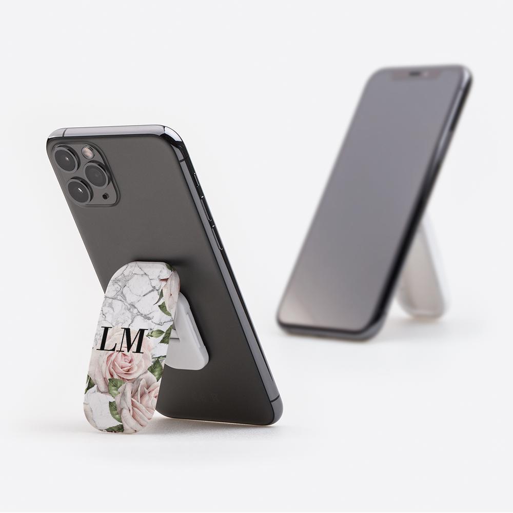 Personalised White Floral Marble Initials Clickit Phone grip