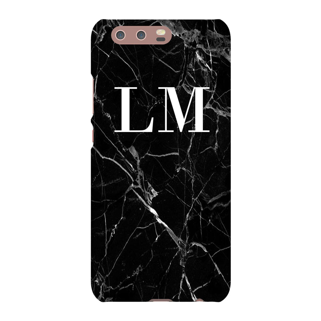 Personalised Black Marble Initials Huawei P10 Case