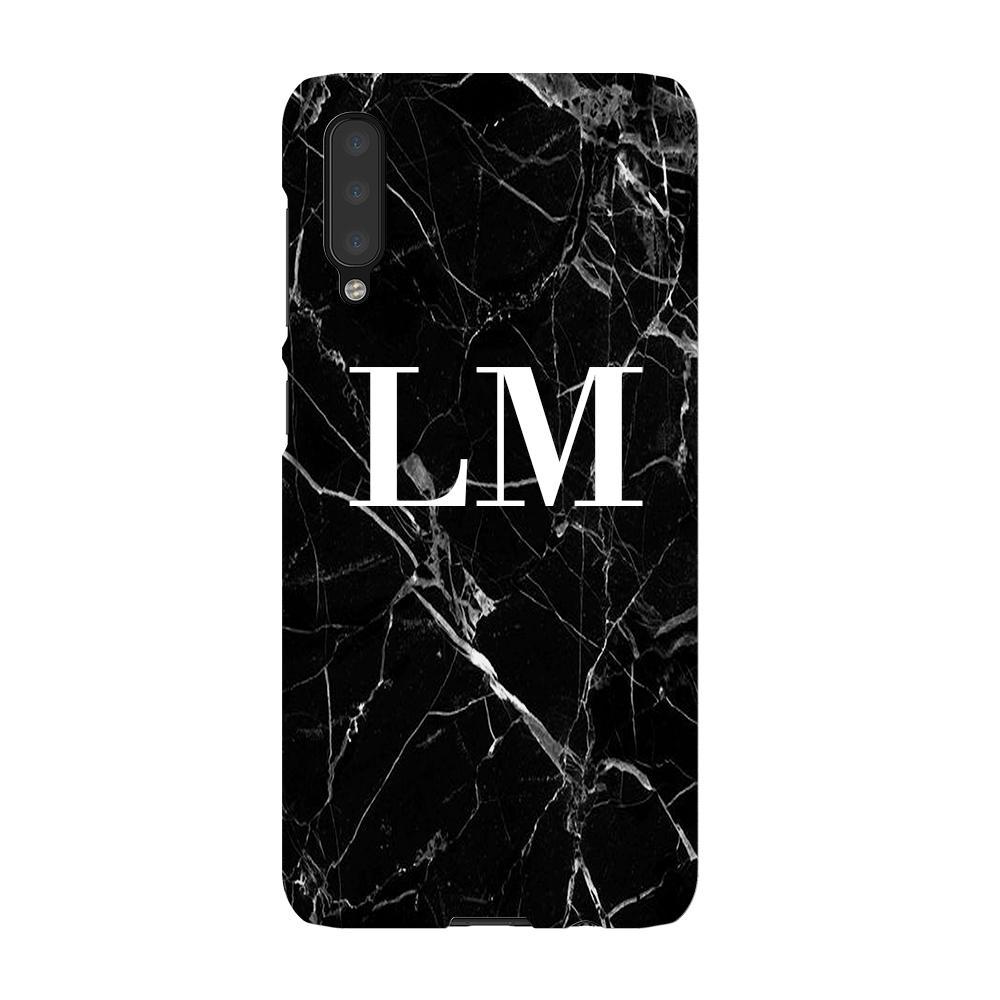 Personalised Black Marble Initials Samsung Galaxy A50 Case