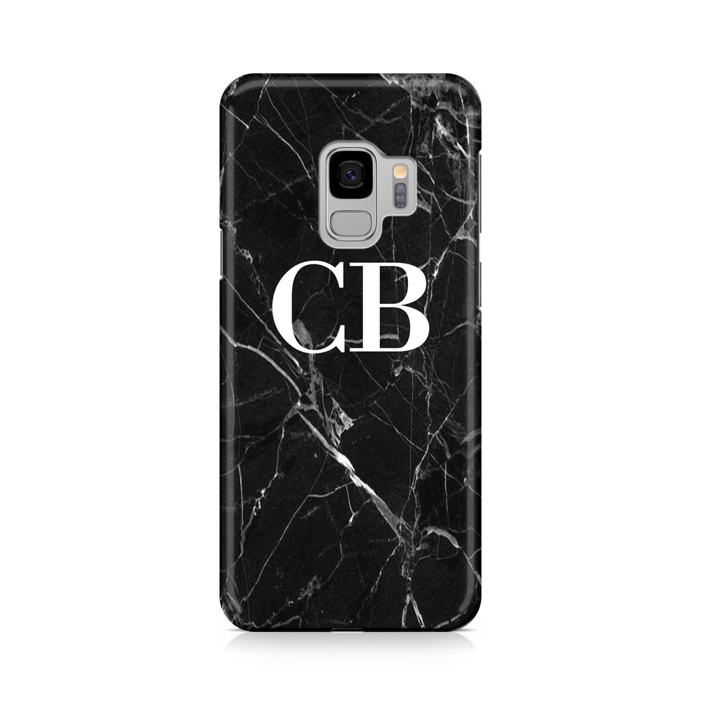 Personalised Black Marble Initials Samsung Galaxy S9 Case