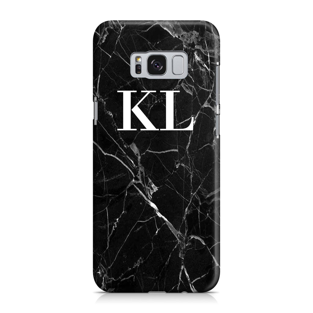 Personalised Black Marble Initials Samsung Galaxy S8 Case