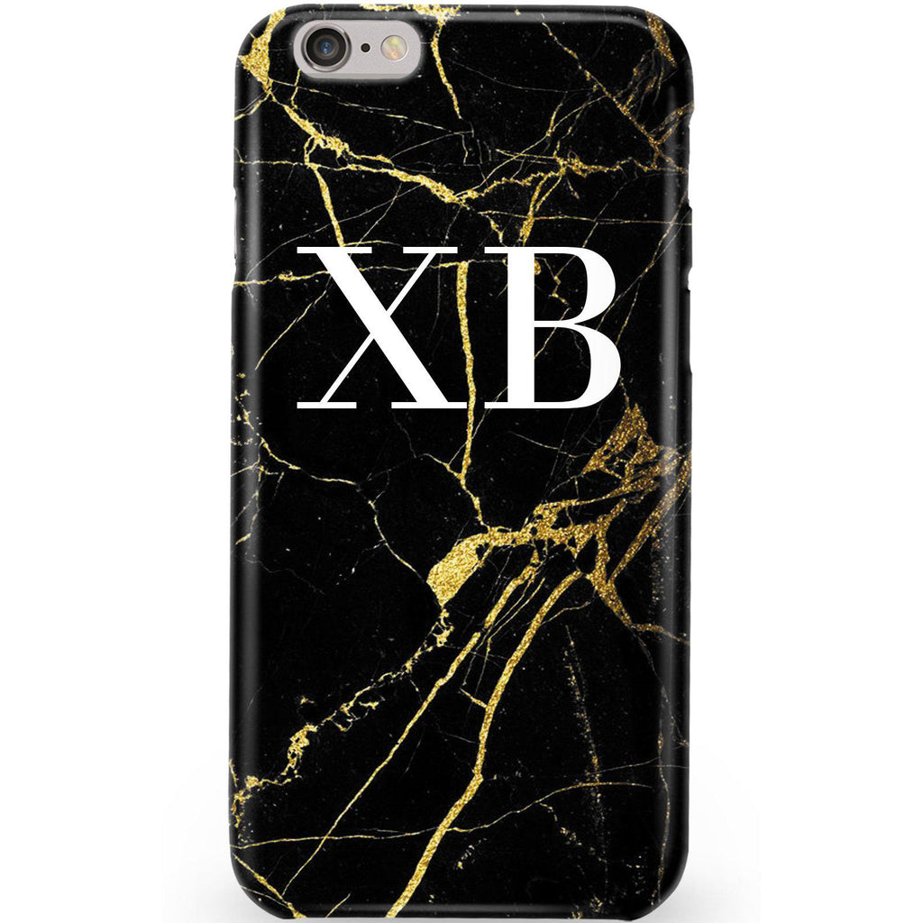 Personalised Black x Gold Marble Initials iPhone 6/6s Case