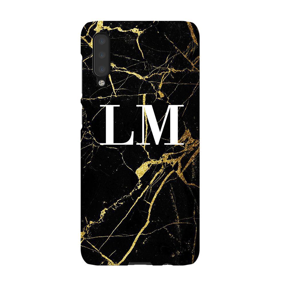 Personalised Black x Gold Marble Initials Samsung Galaxy A50 Case